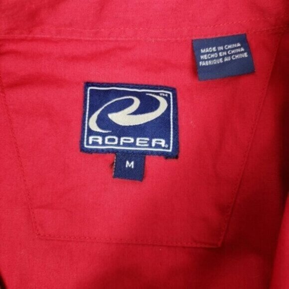 Roper Red Pearl Snap Western Shirt Medium Southwestern Men's Size Medium - Picture 6 of 11